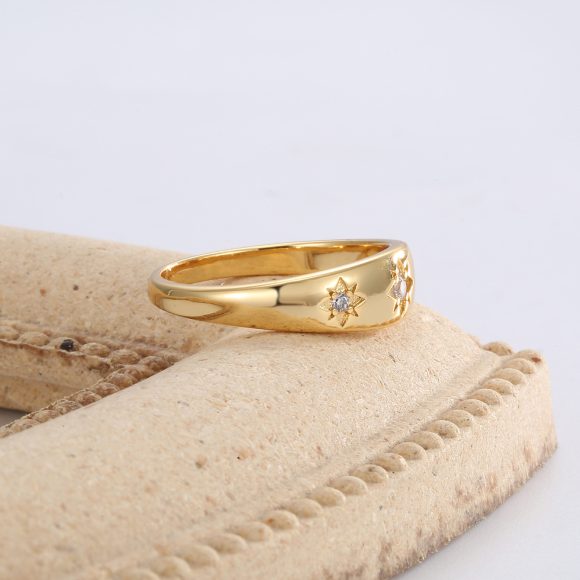 Six-pointed Star Zircon Ring Female - Image 3