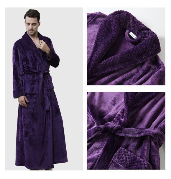 Men's Winter Coral Fleece Nightgown Homewear Thickened Pajamas - Image 10