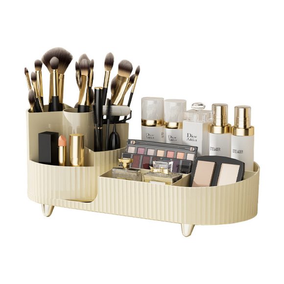 Cosmetics Storage Box Rotating Pen Holder Dresser Table Large Capacity Makeup Brush Lipstick Eye Shadow Puff Storage Rack - Image 3