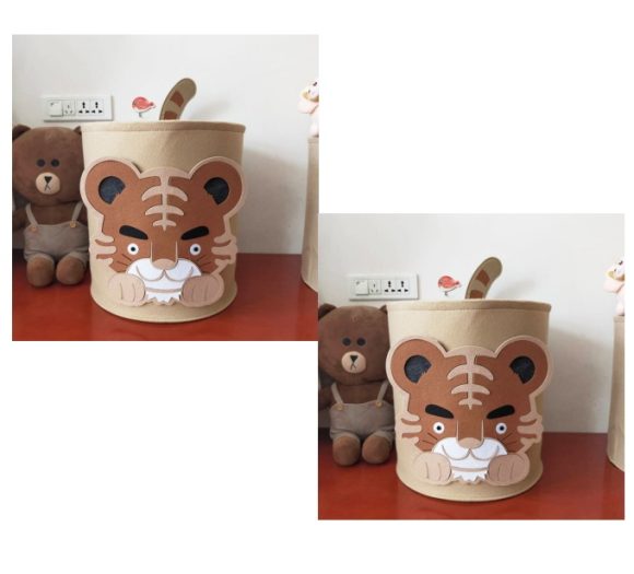 Cartoon Felt Storage Basket Toy Storage Bucket Portable Laundry Storage Basket - Image 4