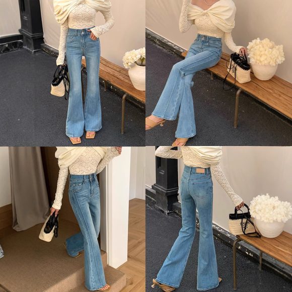 Women's High Waist Stretch Slim Bell-bottom Pants - Image 3