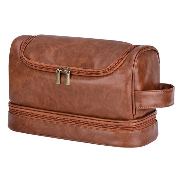 Leather Cosmetics Storage Bag Travel Toiletry Bag Portable Men's Business Simplicity Portable With Hook - Image 8