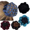 Solid Color Performance Dance Velvet Headband With Hair Mesh Bag