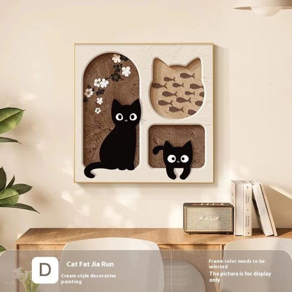 Cute Cat Dining Roomliving Room Cream Style Desktop Decorative Painting - Image 3