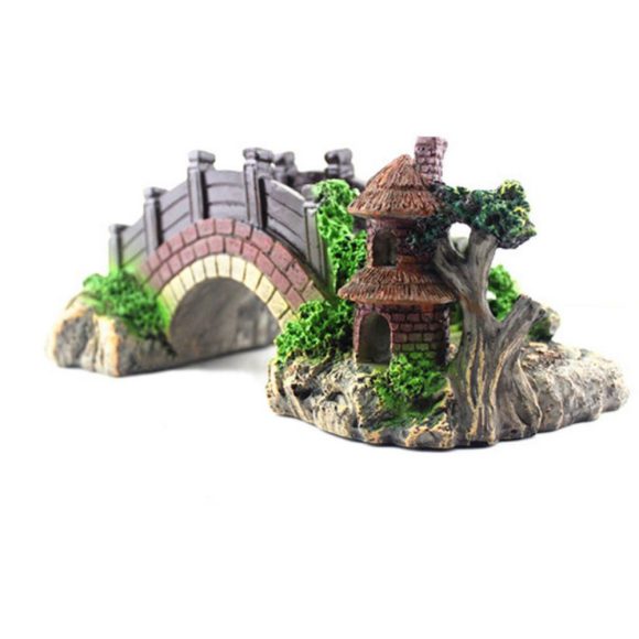 Resin Bridge Arch Bridge Black Red Bridge Fish Tank Landscaping Decoration Bridge Aquarium Equipment Accessories Turtle Climbing Platform Retro Arch Bridge - Image 3