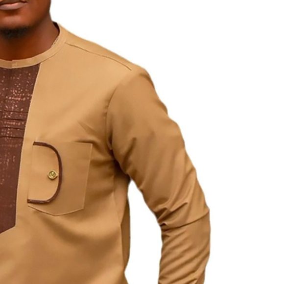Yellow Patchwork Casual Loose Men Long-sleeve Suit - Image 2