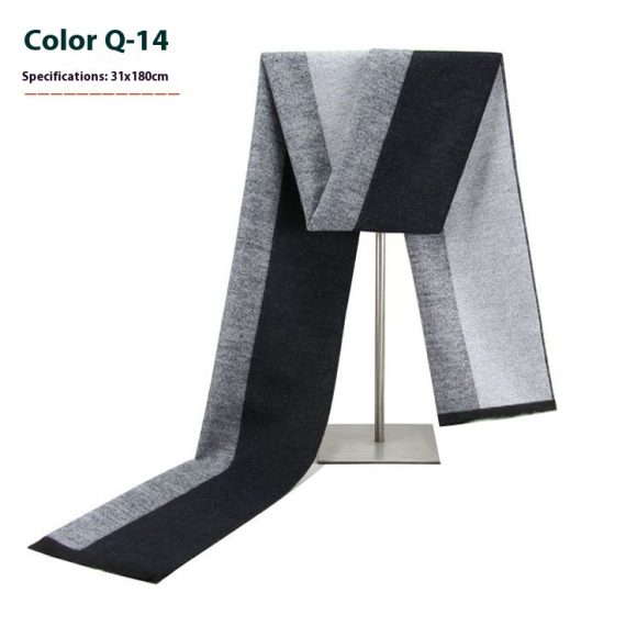 New Men's Winter Warm Cashmere-like Striped Business Scarf For Young People - Image 4