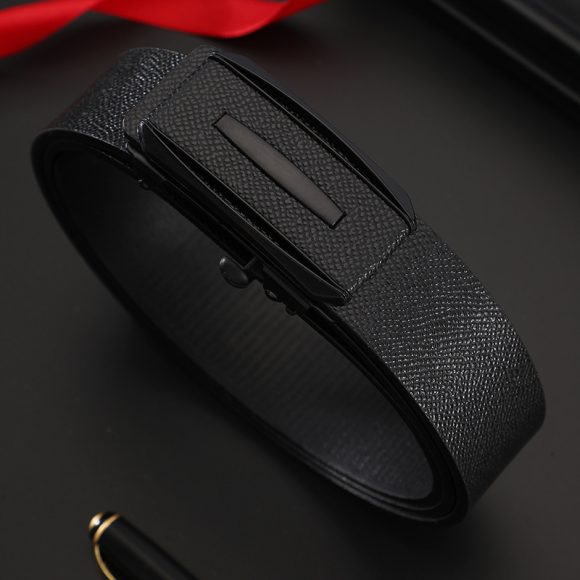 Men's Leather Belt Toothless Automatic Buckle Belt - Image 3