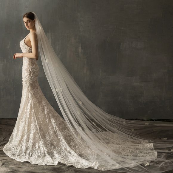 Bridal Church Wedding Pearl Long Tail Tulle - Image 4