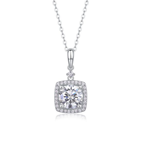 Innocent Mary Luxury Fashion Diamond Pendant Necklace Set With Mosan Diamond Silver Ornaments