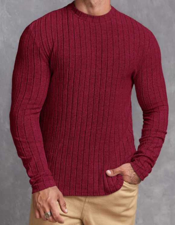 Casual Solid Color Round Neck Pullover Long-sleeved T-shirt - Image 5