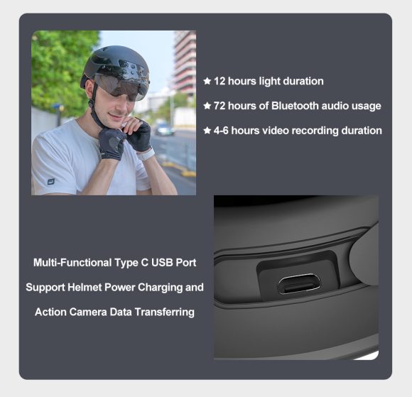 Riding Helmet Camera With Bluetooth Turn Taillight Flashing - Image 6