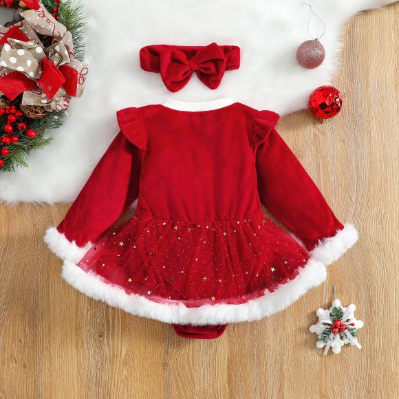 Christmas Baby Red Romper Newborn Toddler Infa - Image 2