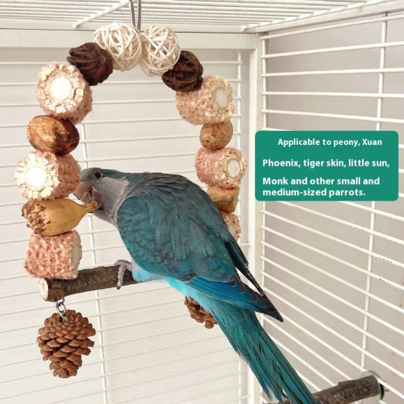Wooden Parrot Swing Natural Log Bird Stand Pole Perched Wooden Mountain Parrot Toys - Image 6