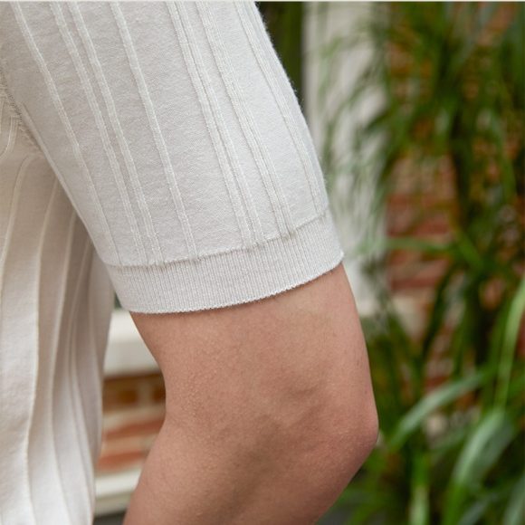 All-matching Slim Fit Sunken Stripe Knitwear Short Sleeve - Image 4