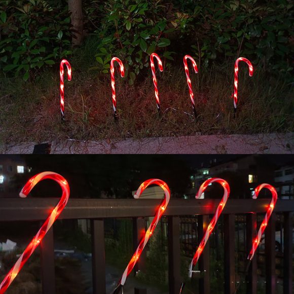 Solar Powered Cane String Lights Christmas Home Decor - Image 3