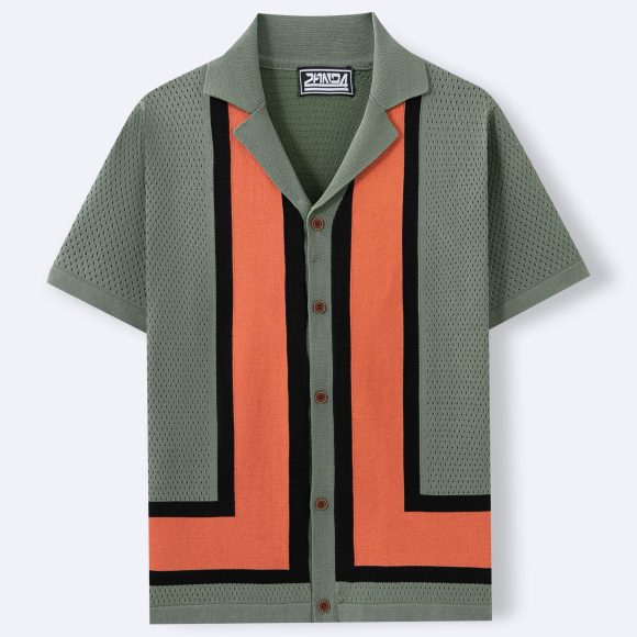 Men's Summer New Striped Contrast Color Knitwear Top - Image 6