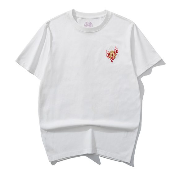 Embroidered Dragon Pattern Round Neck Cotton Top - Image 6