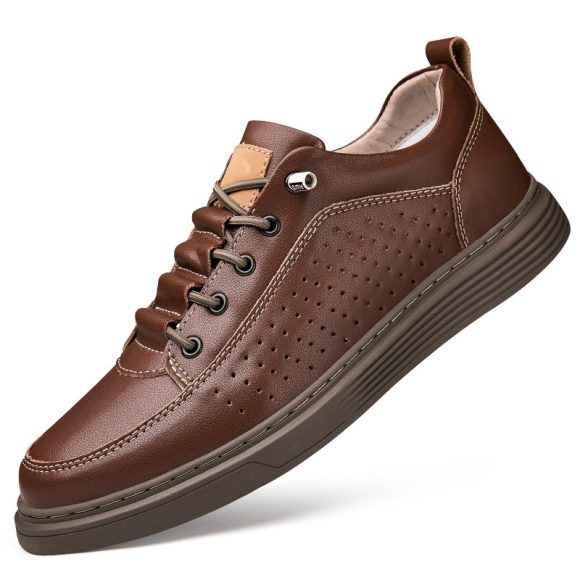 Men's Plus Size Leather Skateboard Shoes Retro Punching Soft Shoes - Image 5
