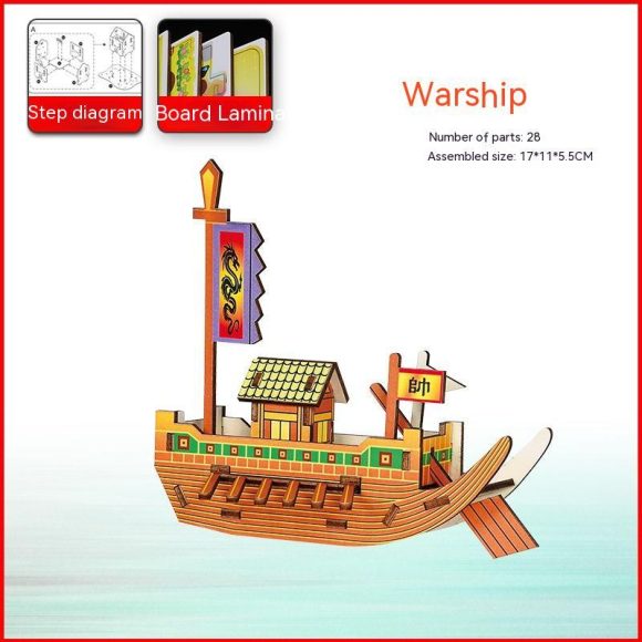 Wooden Pirate Ship Assembled Model Decorative Toys - Image 9