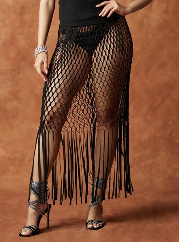 Women's Fishnet Beach Skirt Tassel Skirt - Image 8