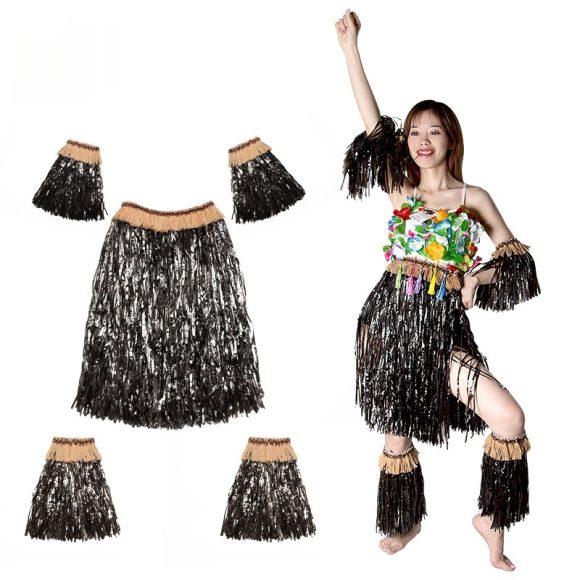 Hawaiian Style Party Grass Skirt Suit - Image 4