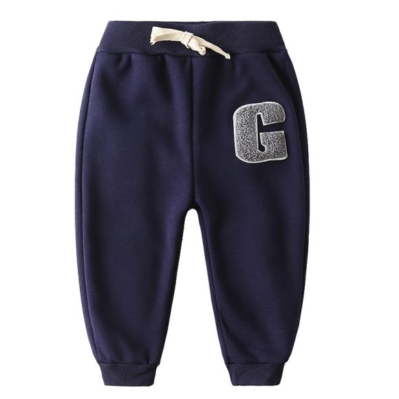 Children's Clothing Boys' Letter Embroidered Plus Velvet Pants Baby Thickened Trousers Warm Pants - Image 4