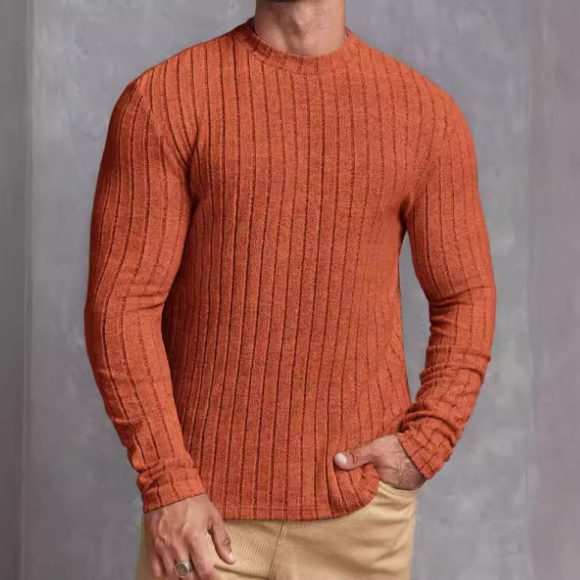 Casual Solid Color Round Neck Pullover Long-sleeved T-shirt - Image 10