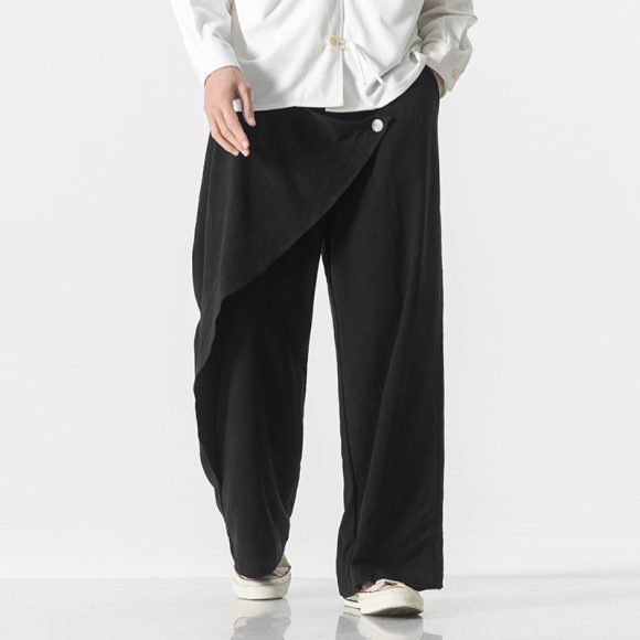 Cotton And Linen Casual Trousers Retro Plus Size Fashion Linen Men's Wide Leg Pants - Image 2