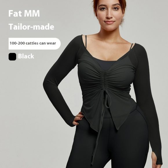 Plus Size Yoga Wear Blouse Long Sleeve Fat Top - Image 8