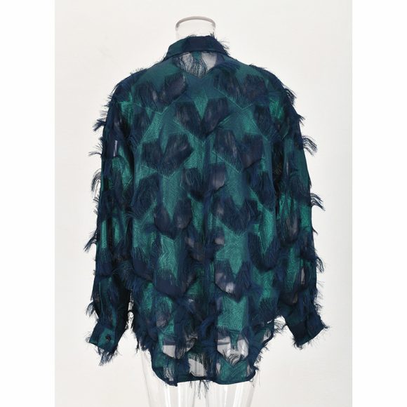 Heart-shaped Tassel Hollow-out Senior Sense Of Design Shirt Men's Autumn Fashion Loose Personality - Image 5