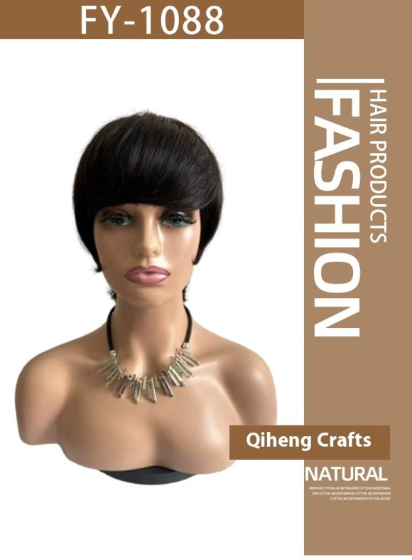 Short Straight Wig Women's Short Hair Head Cover Real Human Hair - Image 6