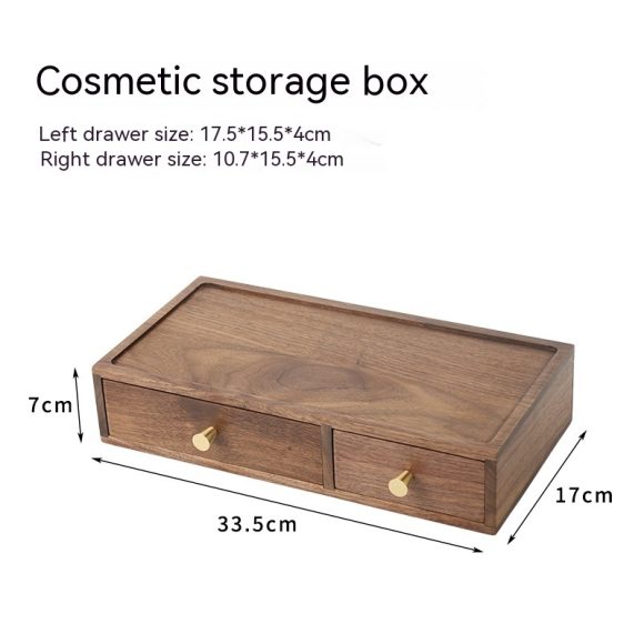 Solid Wood Cosmetics Storage Box Organizing Makeup Brush Drawer Rack - Image 8
