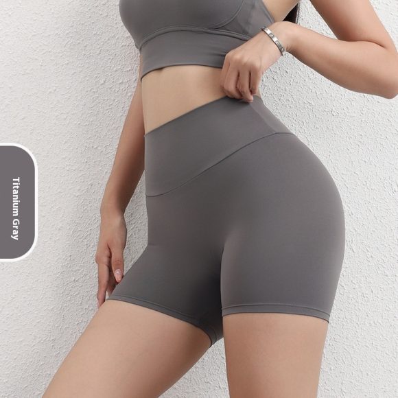 Women's Solid Color Simple High Waist Hip Lifting Sport Shorts - Image 10