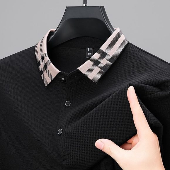 Autumn And Winter New Men's Fleece T-shirt Lapel Loose, Simple And All-matching - Image 5