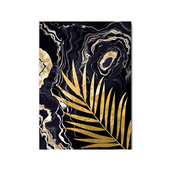Black Gold Marble Tropical Plants Poster Canvas Painting - Image 6