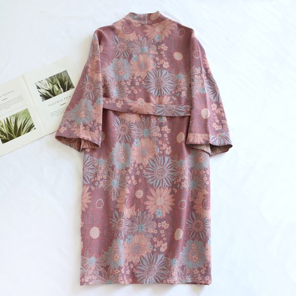Couple Cotton Loose Bathrobe Lace Bathrobe Women's Double Jacquard Pajamas - Image 8
