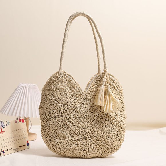 Hollow Tassel Straw Bag Large Capacity Shoulder Woven Bag - Image 5