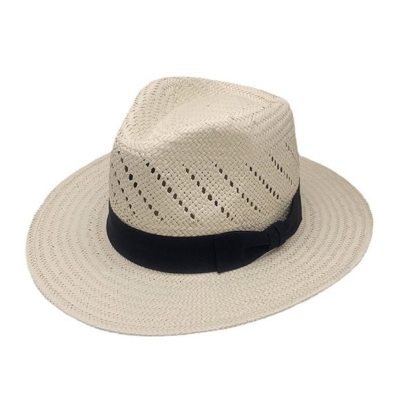 Striped Bow Flat-brimmed Jazz Straw Top Hat - Image 6