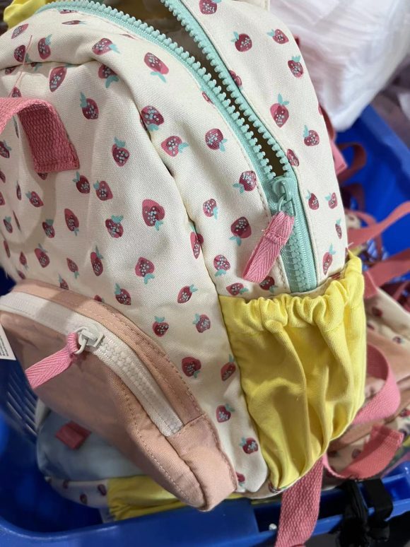 New Cotton Canvas Dopamine Strawberry Multicolor Printing Cute Children Backpack Schoolbag - Image 7