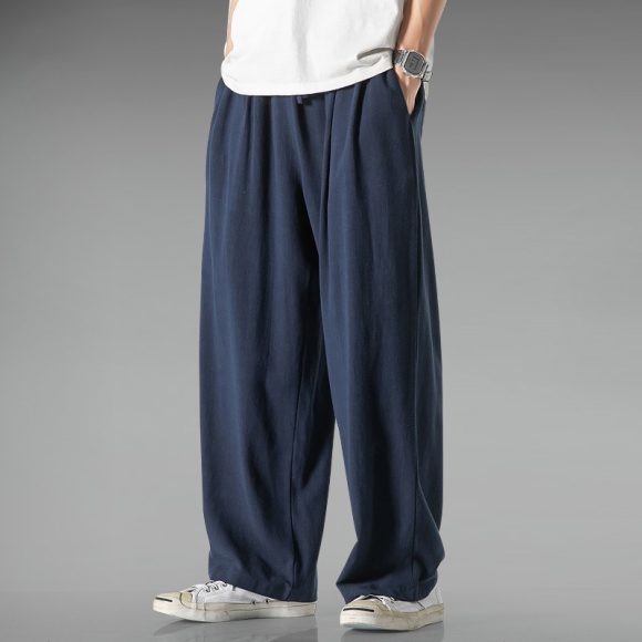Lightweight Breathable Summer Plus Size Loose Straight Wide Leg Cotton And Linen Casual Pants - Image 3