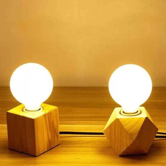 Retro Lamp Holder Hanging Wire Wood Lamp Holder Wood Table Lamp - Image 5