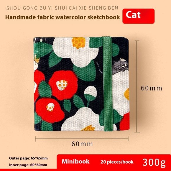 Fabric Watercolor Notebook Art Student Painting Square Portable - Image 7