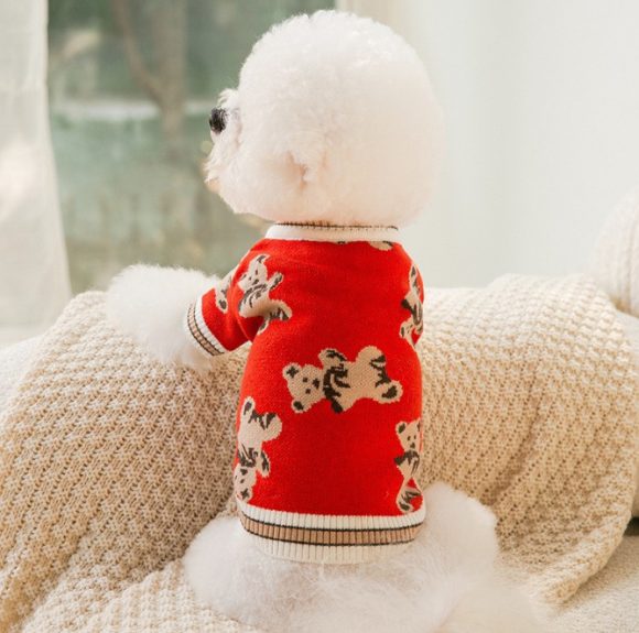 Dog Cat Sweater Preppy Style V-neck Striped Vest Pet Puppy Winter Warm Clothes Apparel For Dogs Cats - Image 6