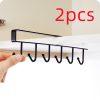 Wrought Iron Cabinet Storage Rack Free Punching Multi-function Row Hook - Image 6