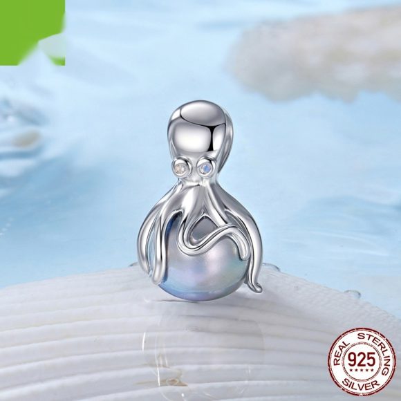 S925 Silver Octopus Beads Ocean Style Diy Beads
