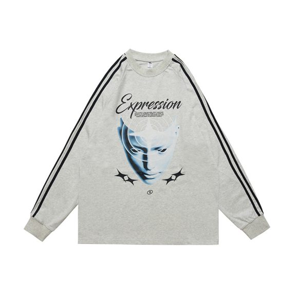 Heavy Pure Cotton Portrait Letter Printed Loose Long Sleeves - Image 4