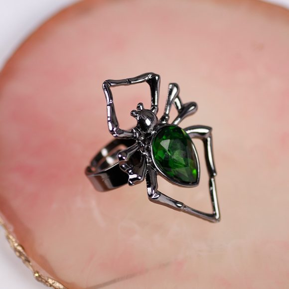 Retro Fashion Animal Ring Creative Black Spider Inlaid Rhinestone - Image 3