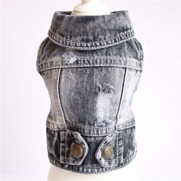 Designer Dog Clothes Small Dog Denim Jacket Coat Cat Costume Puppy Jeans Vest Spring Clothing - Image 3