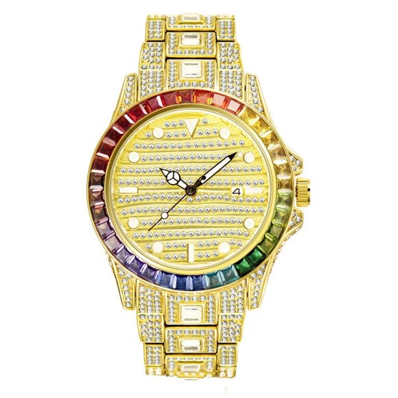 Fashion High-end Gradient Rainbow Diamond Waterproof Men's Quartz Watch - Image 5